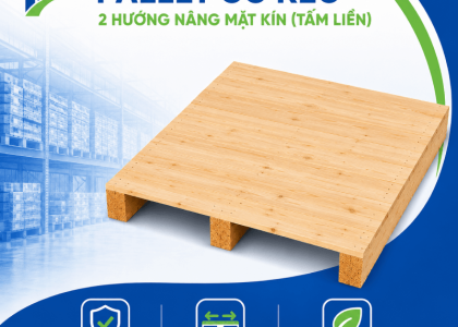 Pallet gỗ keo 2 hướng nâng mặt kín (Tấm liền)