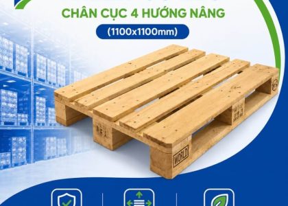 Pallet gỗ keo chân cục 4 hướng nâng (1100x1100mm)