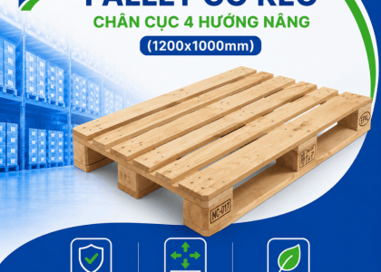 Pallet gỗ keo chân cục 4 hướng nâng (1200x1000mm)