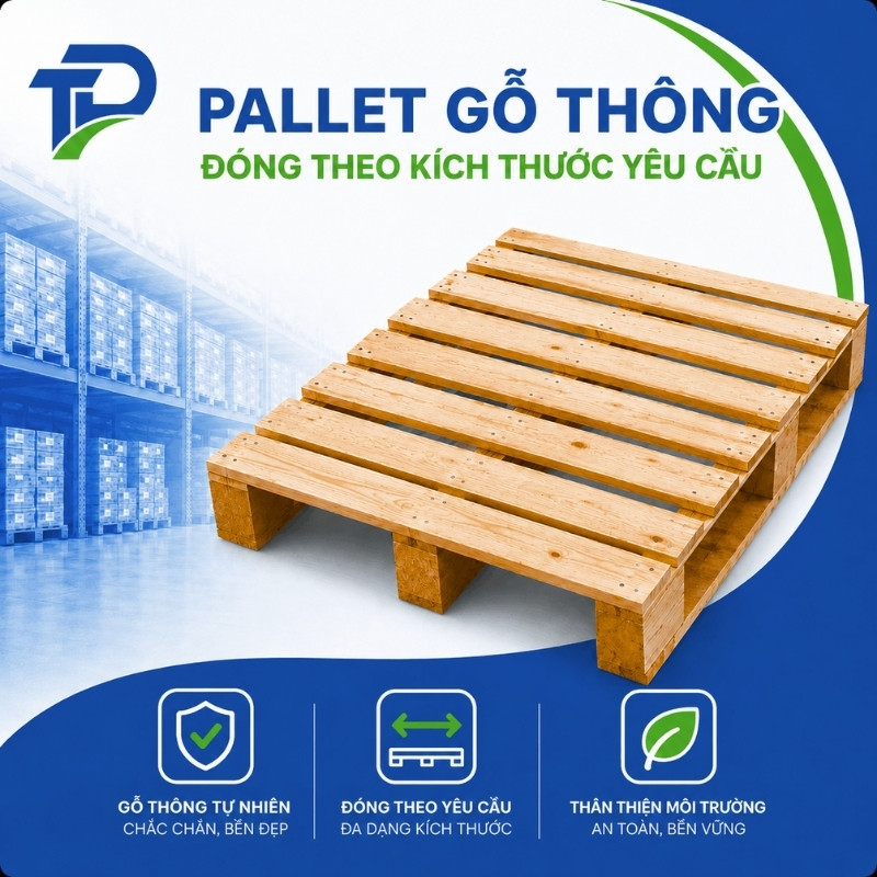Pallet gỗ thông đóng theo kích thước yêu cầu