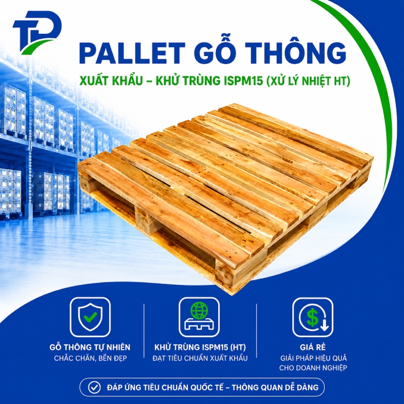 Pallet gỗ thông xuất khẩu khử trùng ISPM15 (Xử lý nhiệt HT)